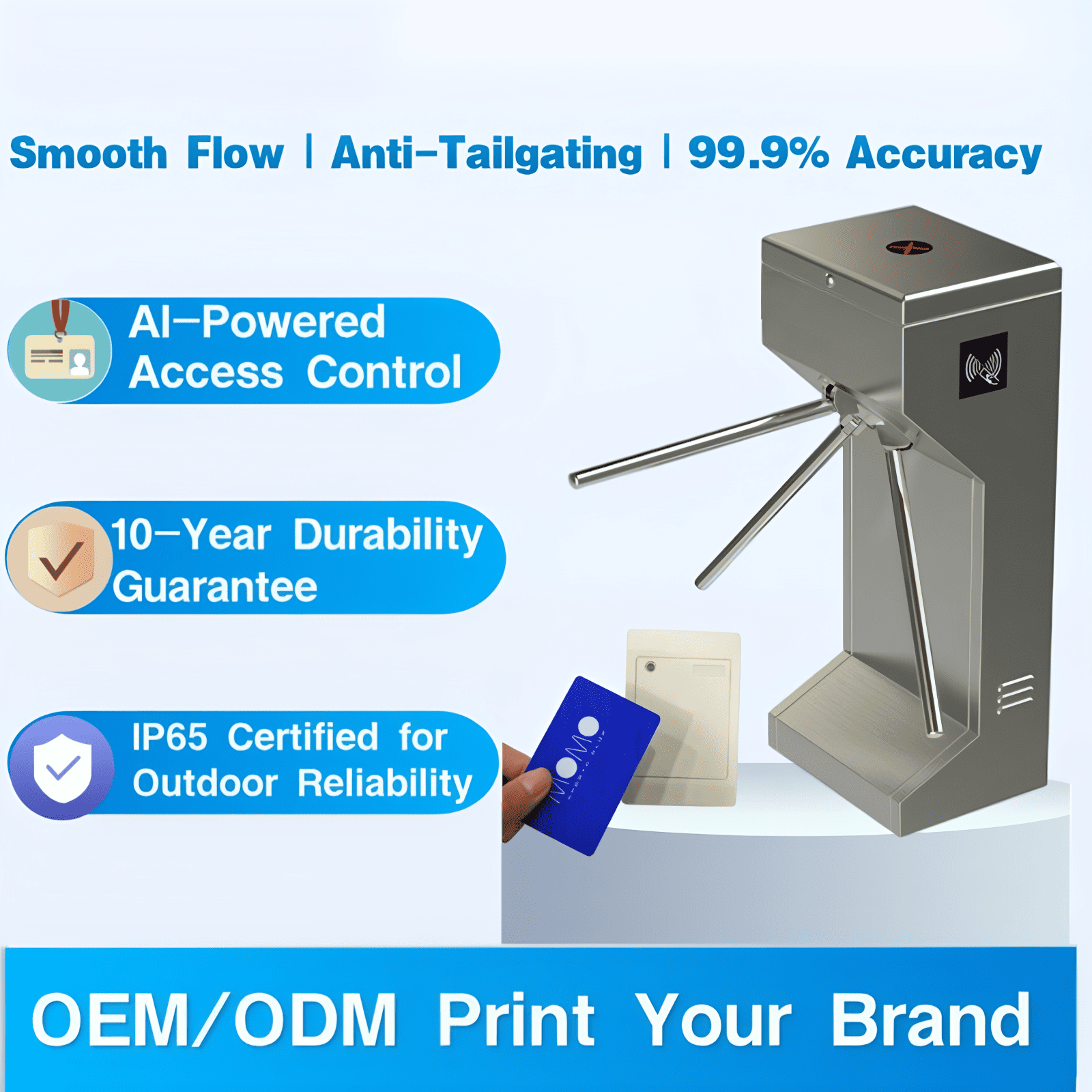 Cardlan Automatic Security Barrier Gate System Turnstile With Qr Code & Rfid Card Reader