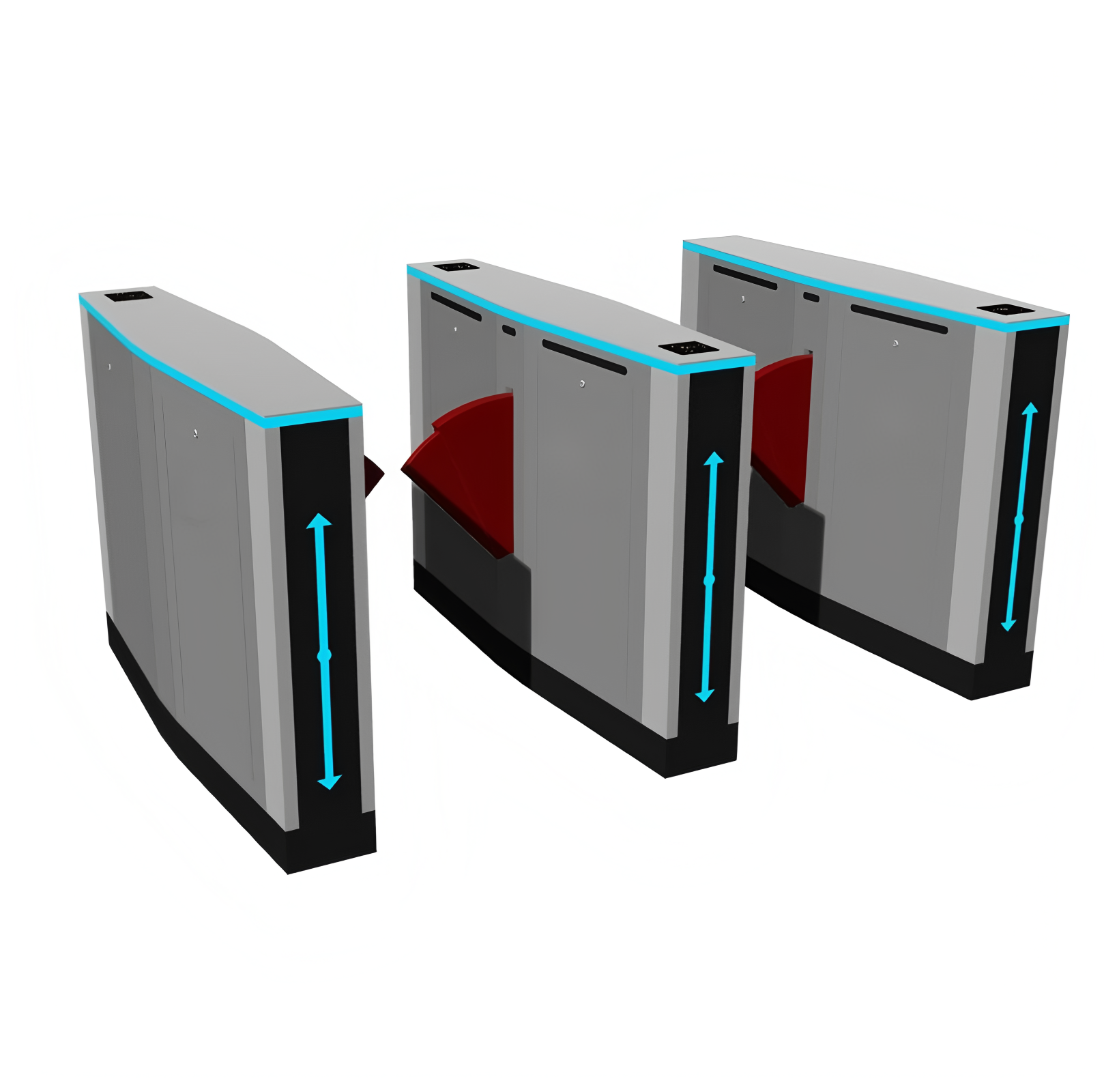 304 Stainless Steel Wing Gate Turnstile Custom Dimension Anti Collision