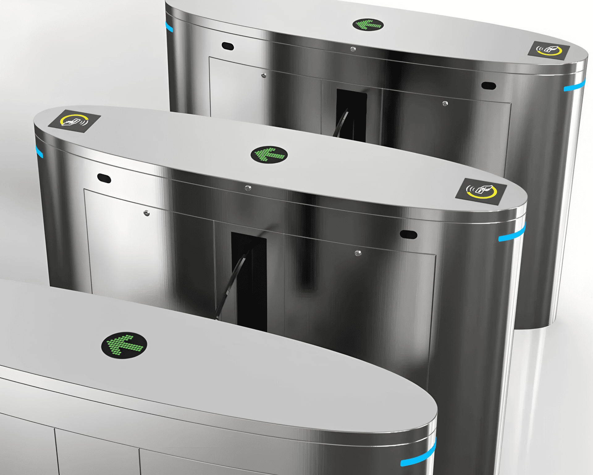 304 Grade Stainless Steel Access Control Turnstile Flap Barrier AC220V 50HZ