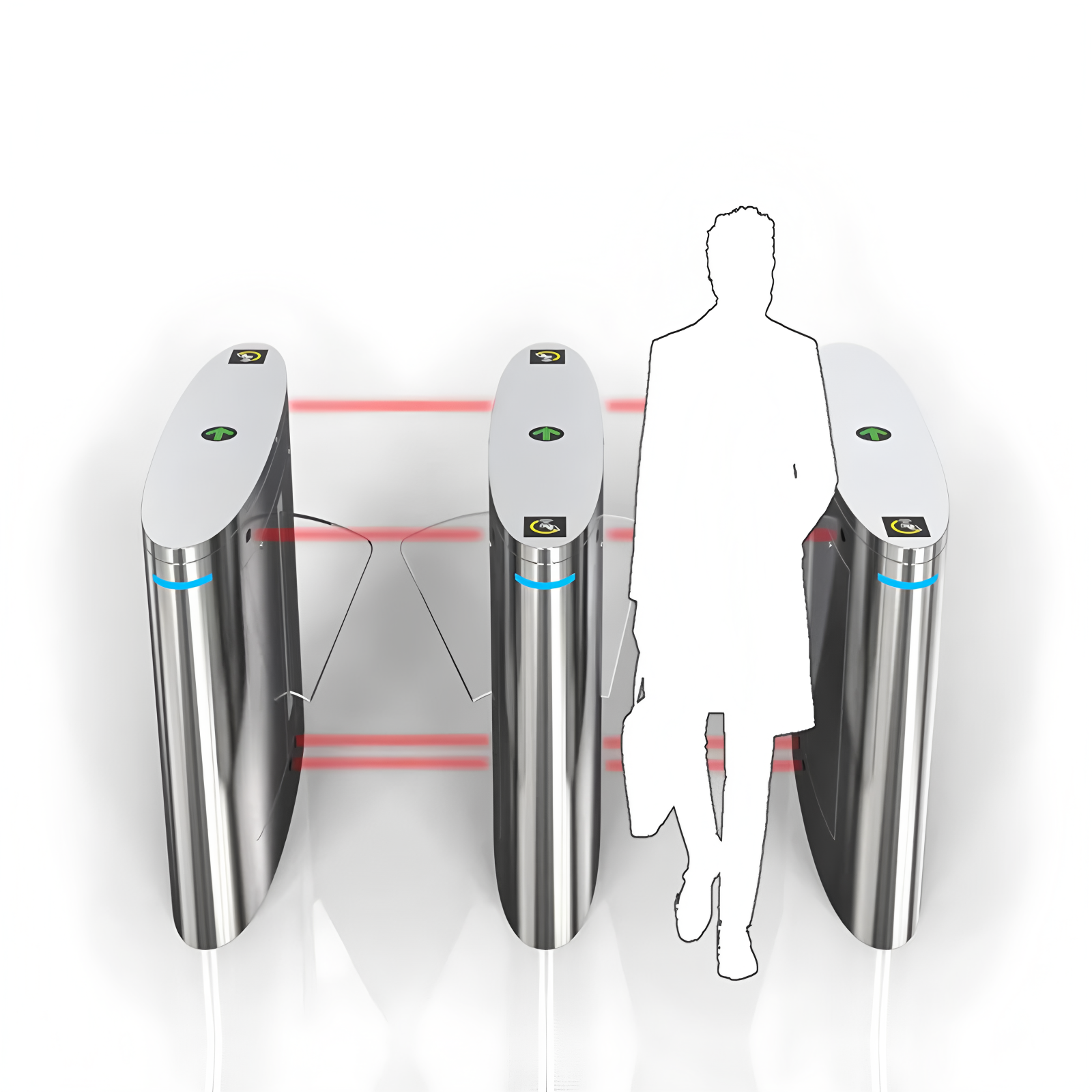 304 Grade Stainless Steel Access Control Turnstile Flap Barrier AC220V 50HZ
