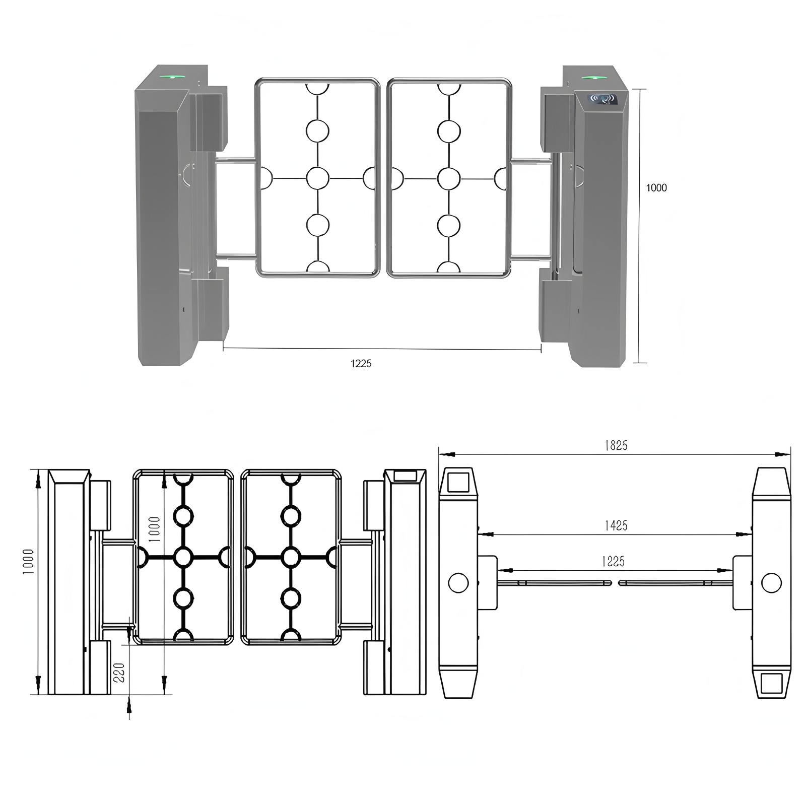Bi-Directional Anti Climb Swing Turnstile Gate For Secure Access Control