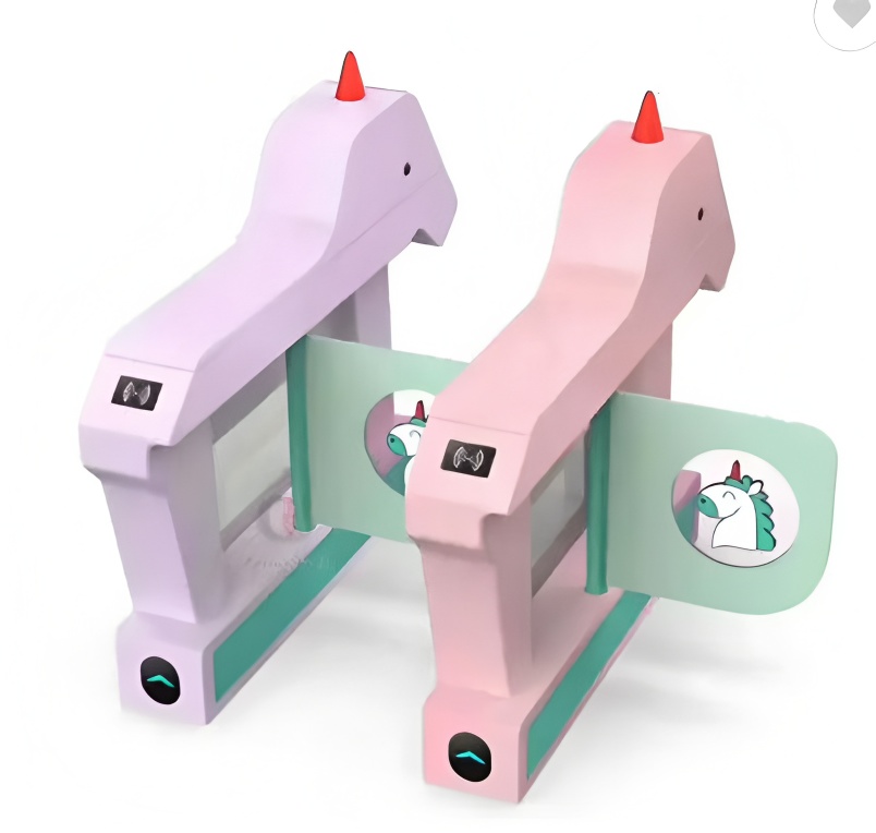 304SS Cute Animal Design Kindergarten Metal Swing Barrier Gate Bidirectional