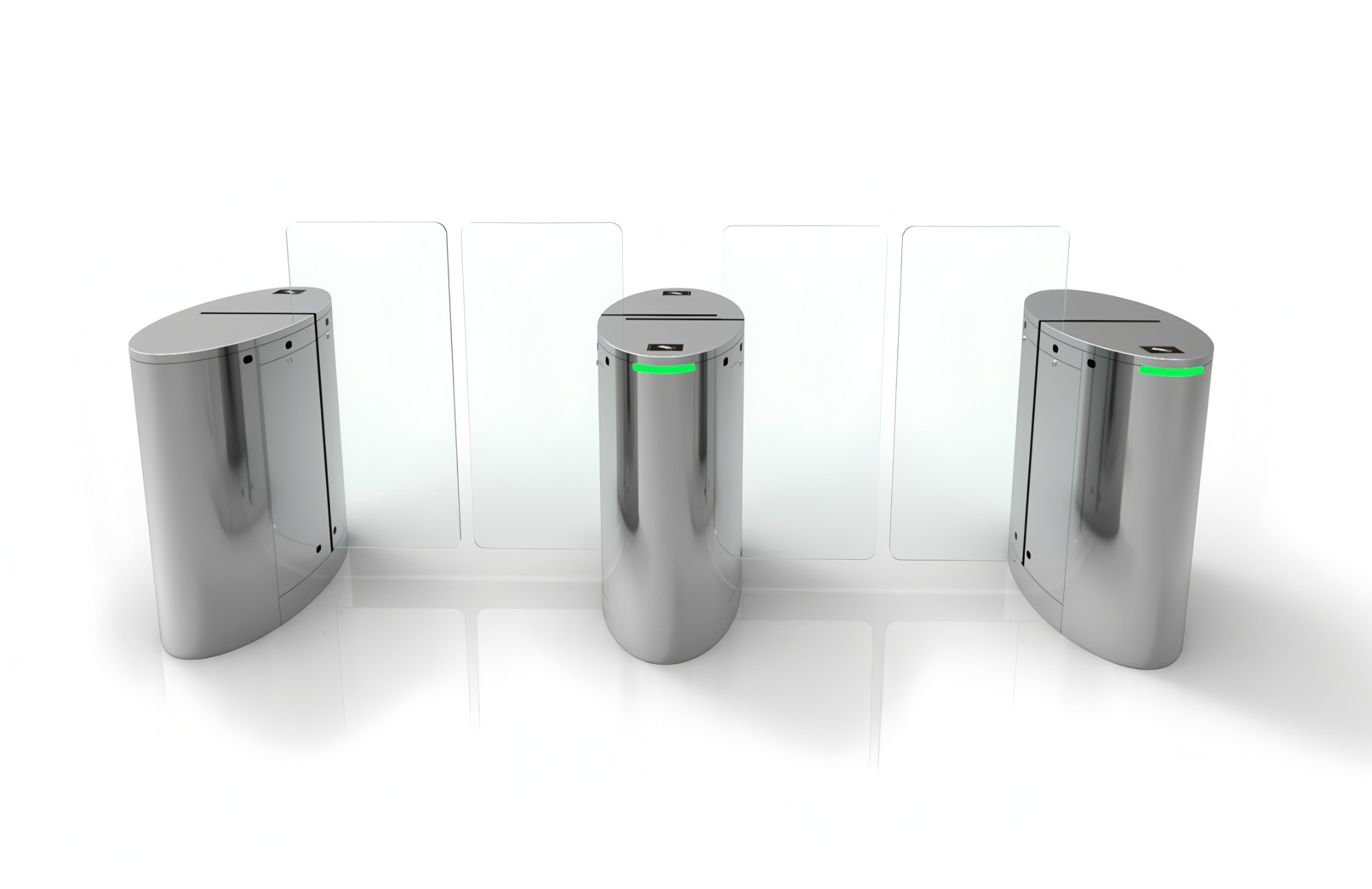 Half Height Glass Sliding Speed Gates Turnstile With Card Reader Access Control