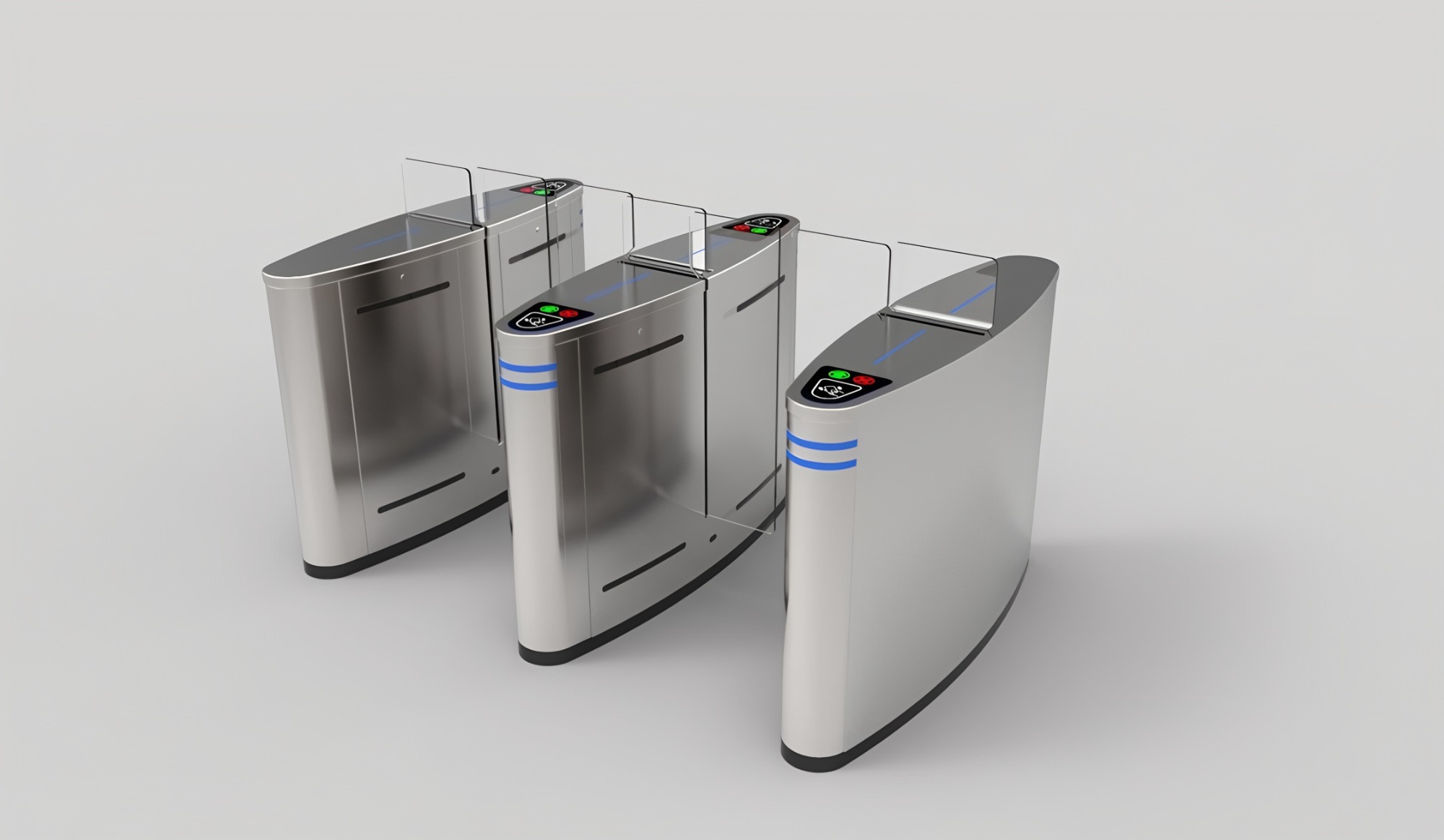IP66 Acrylic Glass Pedestrian QR Code Scanner Security Sliding Gate Turnstile 60Hz