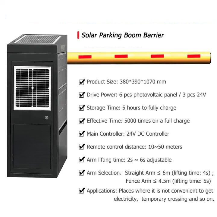 Solar Powered Parking Boom Barrier Gate For New Energy Parking Lot Access Control