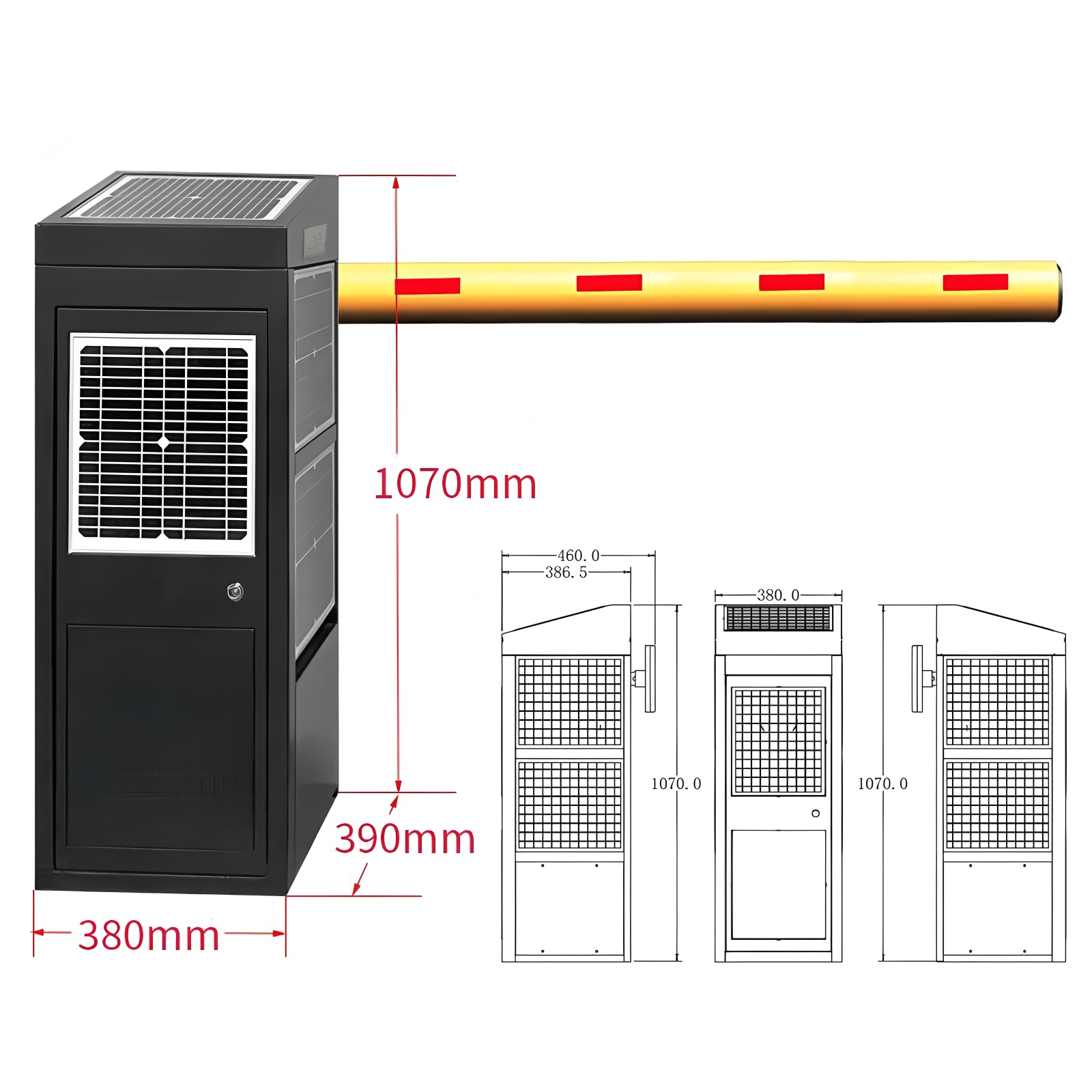 Solar Powered Parking Boom Barrier Gate For New Energy Parking Lot Access Control