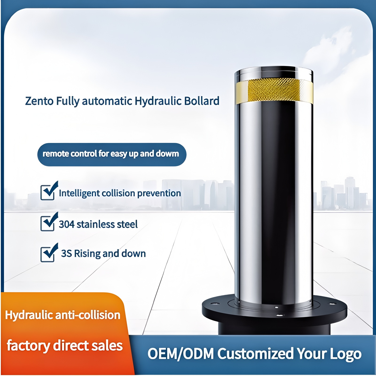 Fully Automatic Hydraulic Bollard Electric Remote Control Community Anti-Collision Isolation Pile Warning Bollard Pile