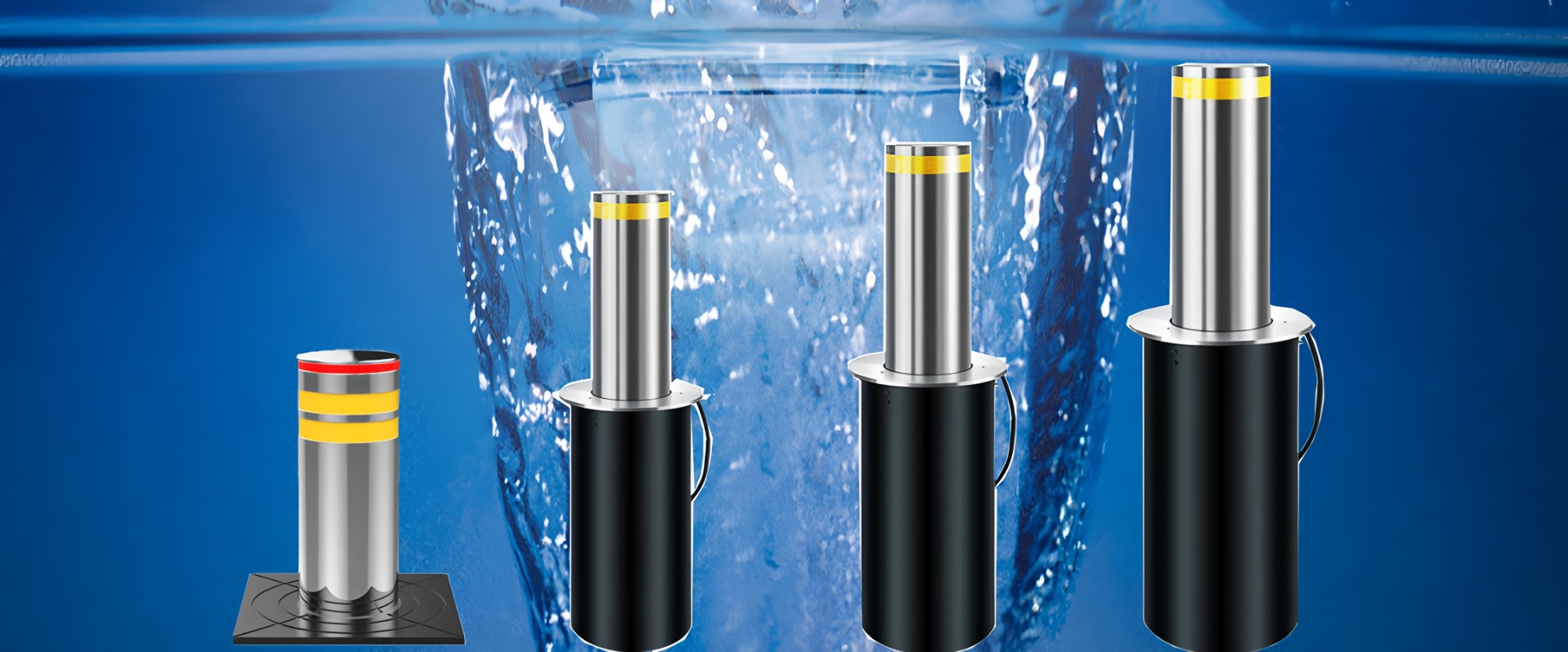 6mm 304 Stainless Steel Rise And Fall Bollards Rising Part Diameter 219MM